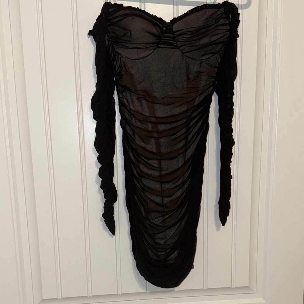 Windsor Black Ruched Mini Dress
